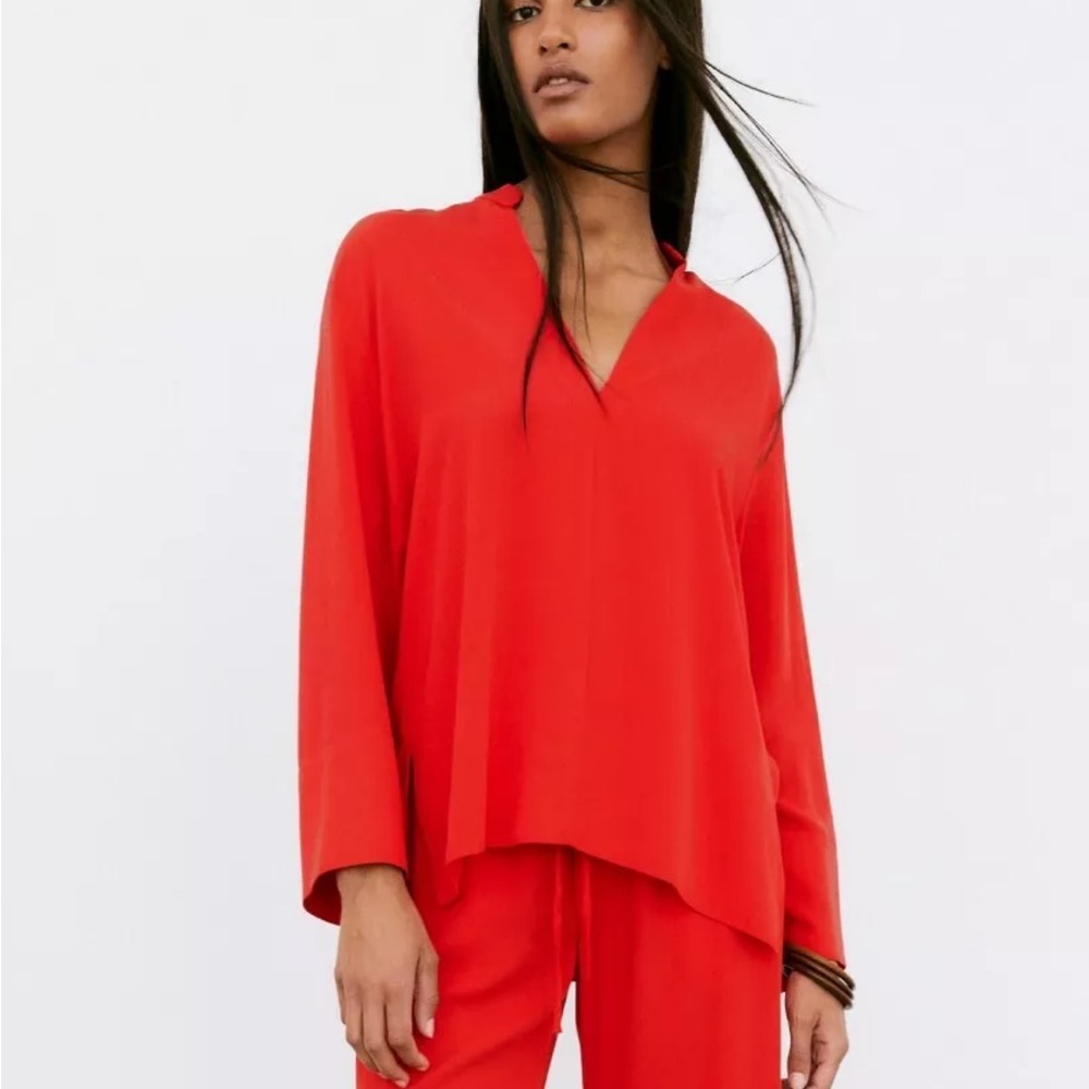 Zara Red Flowing Blouse